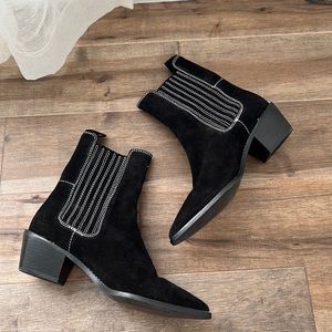 Black suede boots